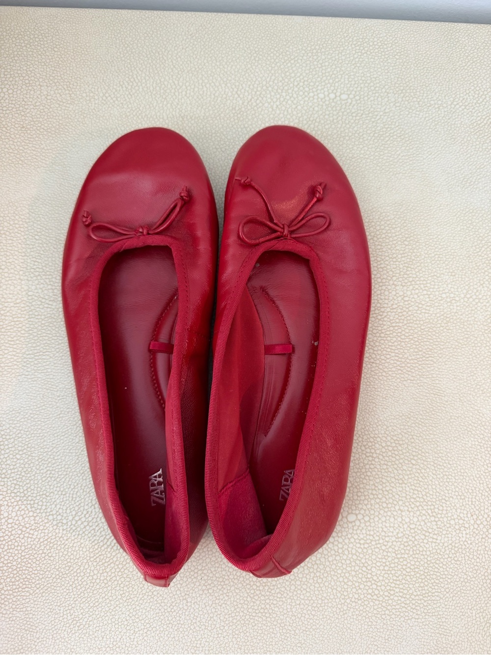 ZARA RED BALLET FLATS, SIZE 8